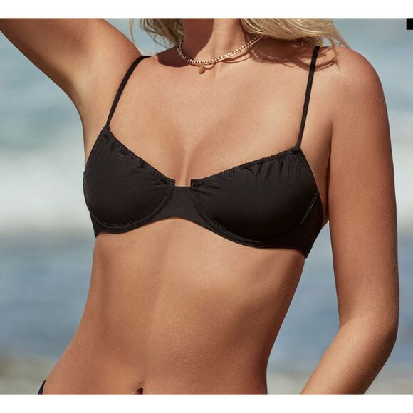 PQ SWIM Jasmine Underwire Bikini Top Midnight Black NWT Medium - Picture 1 of 3